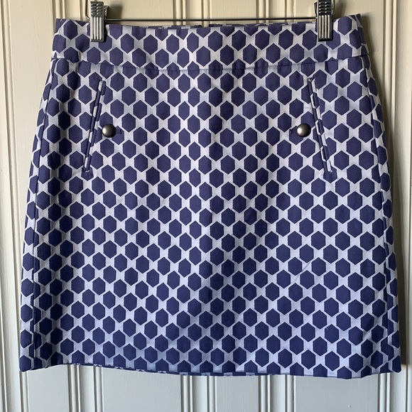 Loft Purple Geometric Short Lined Skirt Size 6P Like NEW - Picture 1 of 13